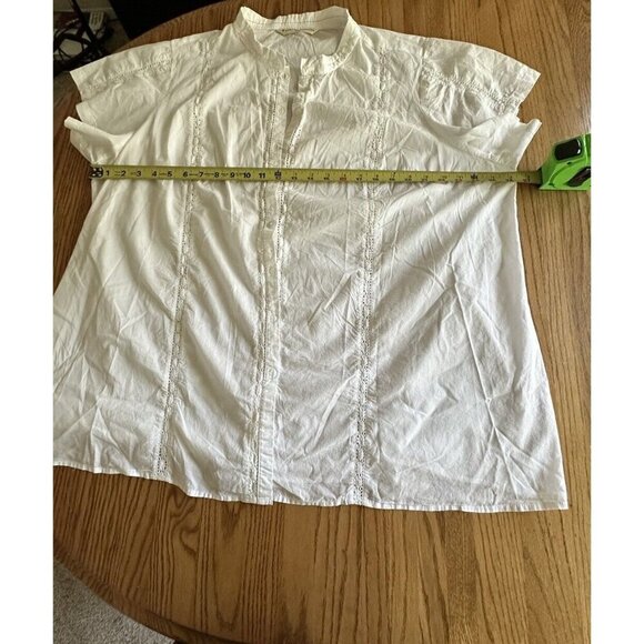 Wayward Fancies eShakti White Eyelet  Blouse Button Up Short Sleeve  3XL - Picture 6 of 7